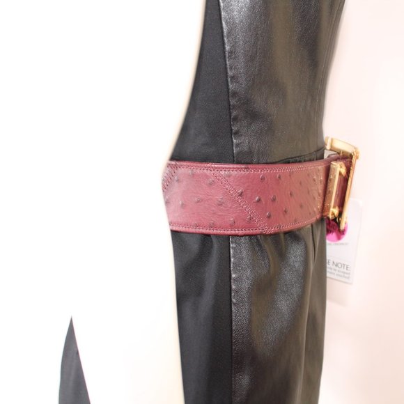 3.1 Phillip Lim Ostrich Leather Belt Burgundy Bordeaux Size Small Outnet - Picture 3 of 5